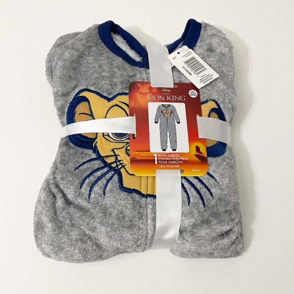 Disney The Lion King Simba Kids Boys Sleeper Zippered Fleece XS 4/5 - Picture 1 of 16
